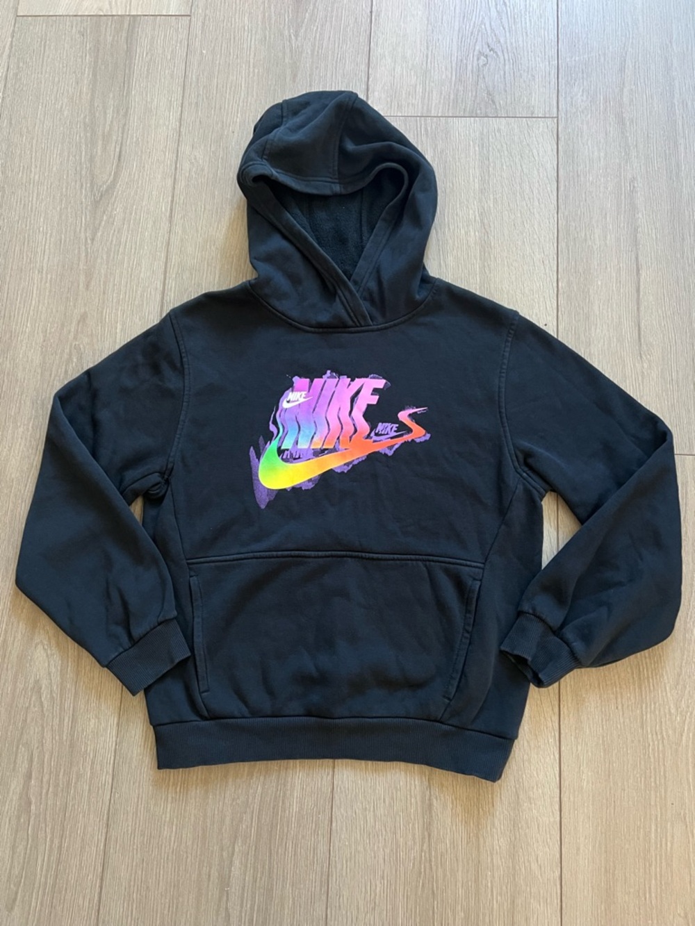 Nike Kids' Sportswear Club Fleece Glitch Hoodie Size Large Black